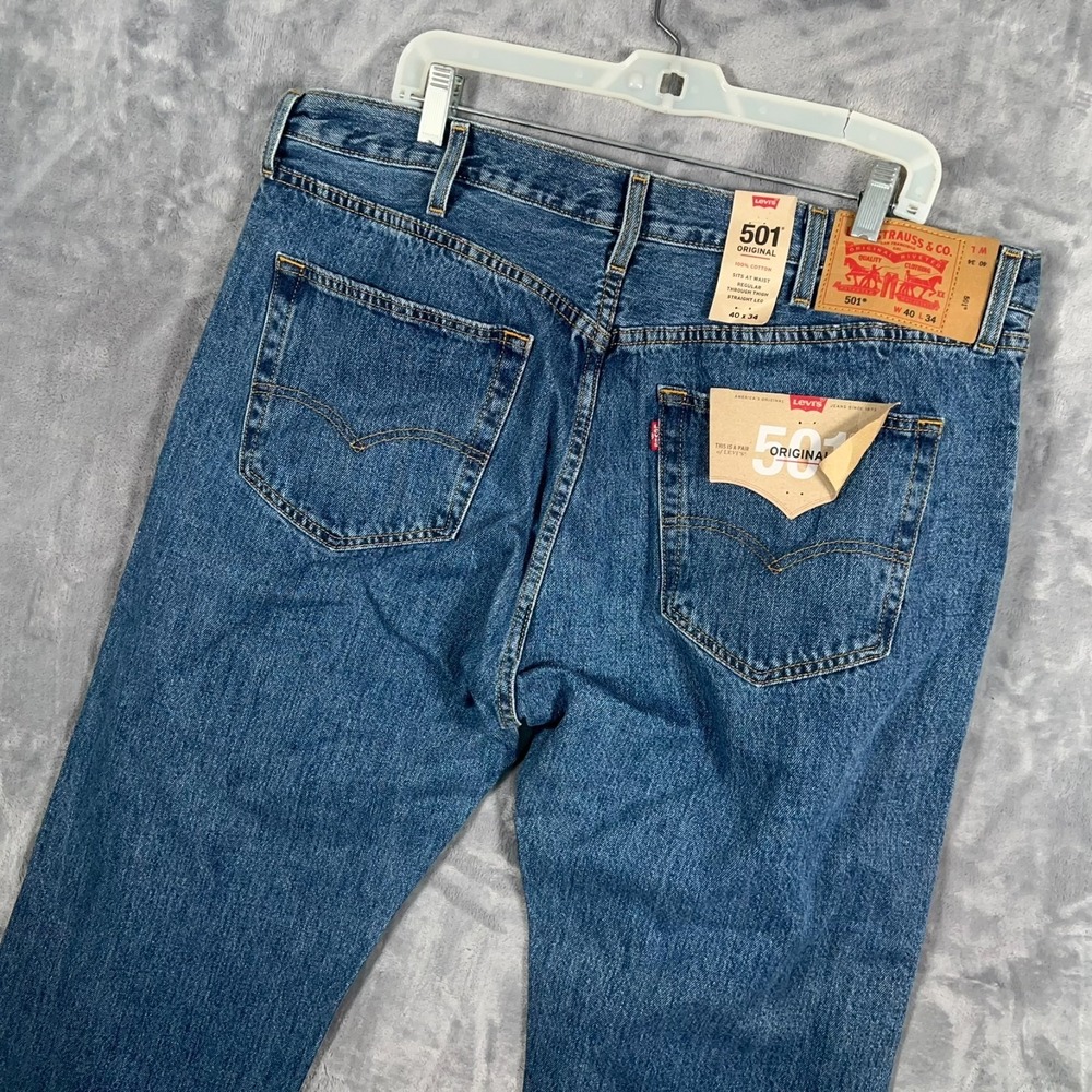 Levis 501 Original Fit Jeans Mens‎ 40x34 New Straight Relaxed Blue Button Fly